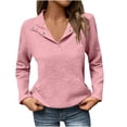thumbnail image 1 of UAMVSH Sweatshirt for Women Textured Long Sleeve Shirts Dressy Casual Button Collar Pullover Tops with Pocket Fall Winter Outfits, 1 of 5