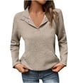 thumbnail image 1 of UAMVSH Sweatshirt for Women Textured Long Sleeve Shirts Dressy Casual Button Collar Pullover Tops with Pocket Fall Winter Outfits, 1 of 7