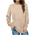 thumbnail image 1 of UAMVSH Sweatshirts for Women Soft Warm Fall Winter Long Sleeve Crew Neck Tops Casual Fleece Simple Ladies Baggy Pullover Outfits(Large,Beige), 1 of 6