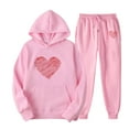 thumbnail image 1 of UAMVSH Sweatsuit Sets for Women Classic Valentine's Day Heart Printed Hoodie Sweatshirts and Sweatpants Sets 2 Piece Long Sleeve Tracksuits(Large,Pink 1), 1 of 2