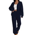 thumbnail image 1 of UAMVSH Sweatsuits Women 2 Piece Outfit Long Sleeve Caridgan and Pants Lounge Set Casual Button Down V Neck Tracksuit with Pockets, 1 of 7