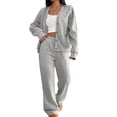 thumbnail image 1 of UAMVSH Sweatsuits Women 2 Piece Outfit Long Sleeve Caridgan and Pants Lounge Set Casual Button Down V Neck Tracksuit with Pockets, 1 of 7