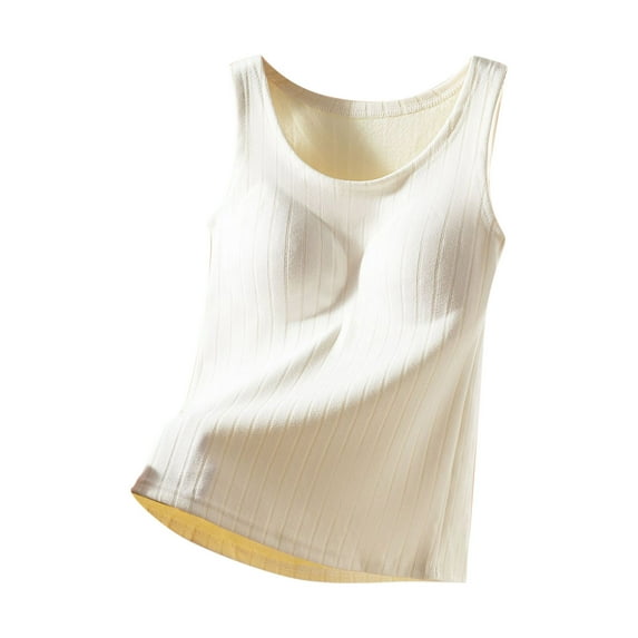 UAMVSH Thermal Tank Tops for Women Ribbed Knit Sleeveless Undershirt Camisole Warm Base Layer Vest with Bras