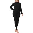 thumbnail image 1 of UAMVSH Thermal Underwear 2 Piece Sets for Women Warm Winter Long Sleeve Layering Tops with Skinny Pants Comfy Loungewear Outfits(Medium,Black), 1 of 5