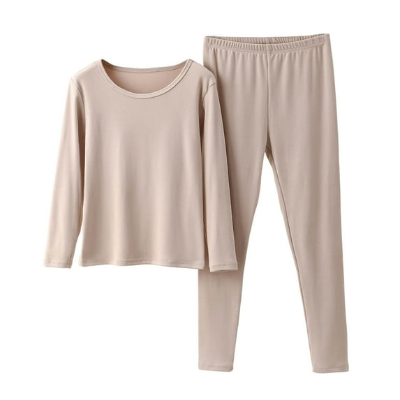UAMVSH Thermal Underwear Set for Women Brushed Long Sleeve Base Layer Tops and Pants Pajama Set Comfy Soft Crewneck Winter Loungewear