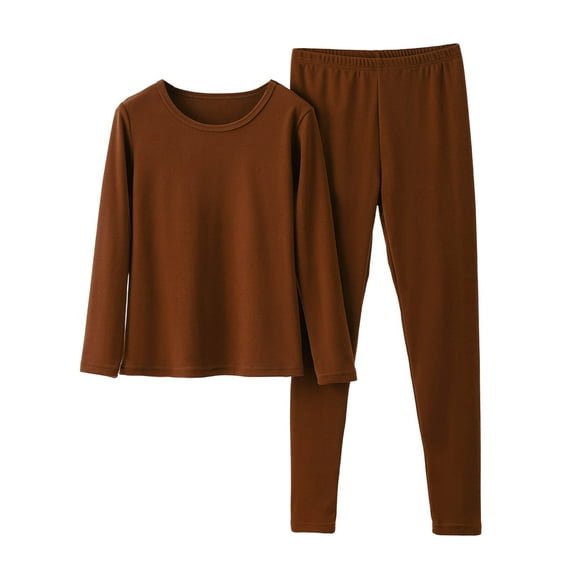 UAMVSH Thermal Underwear Set for Women Brushed Long Sleeve Base Layer Tops and Pants Pajama Set Comfy Soft Crewneck Winter Loungewear