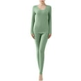 thumbnail image 1 of UAMVSH Thermal Underwear Set for Women Long Sleeve Top with Fleece Lined Base Layer Bottom for Cold Weather, 1 of 3