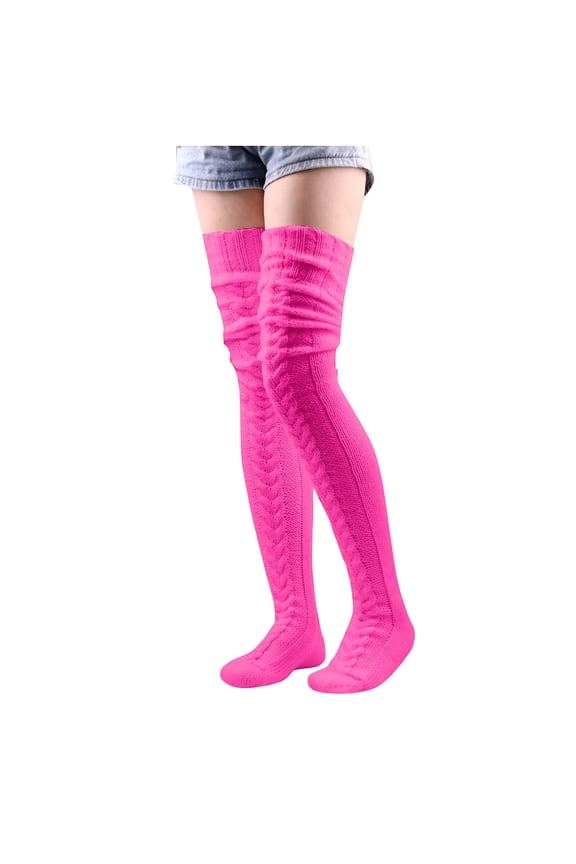 Thigh High Socks for Women Cable Knit Long Fall Winter Leg Warmers over Knee High Socks Solid Cozy Warm Stockings