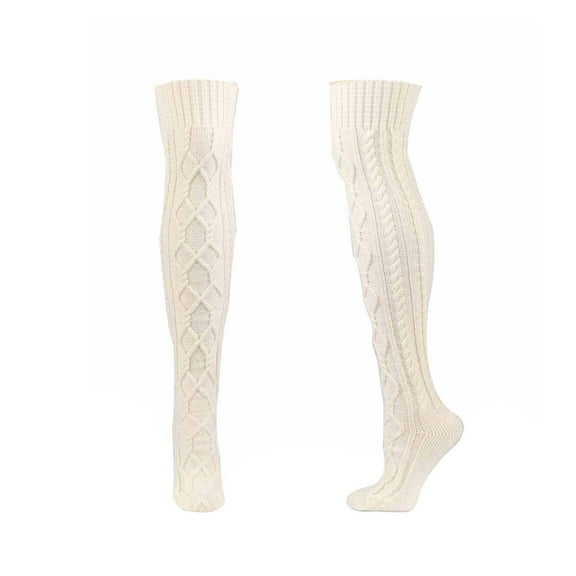 UAMVSH Thigh High Socks for Women Cable Knit Winter over Knee Socks Fashion Knitted Thick Stockings Leg Warmers