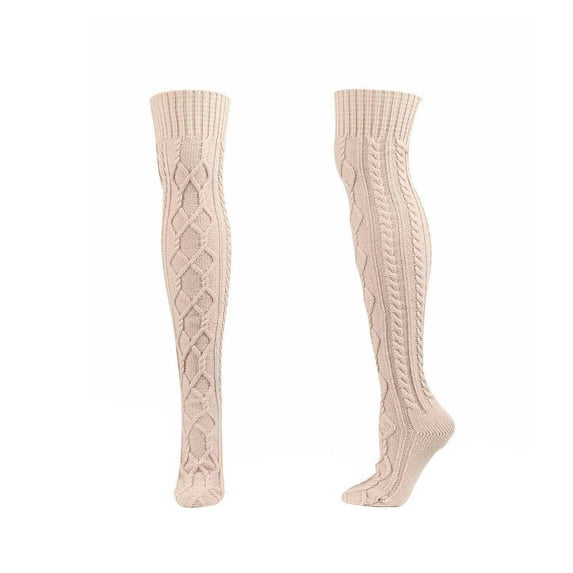 UAMVSH Thigh High Socks for Women Cable Knit Winter over Knee Socks Fashion Knitted Thick Stockings Leg Warmers