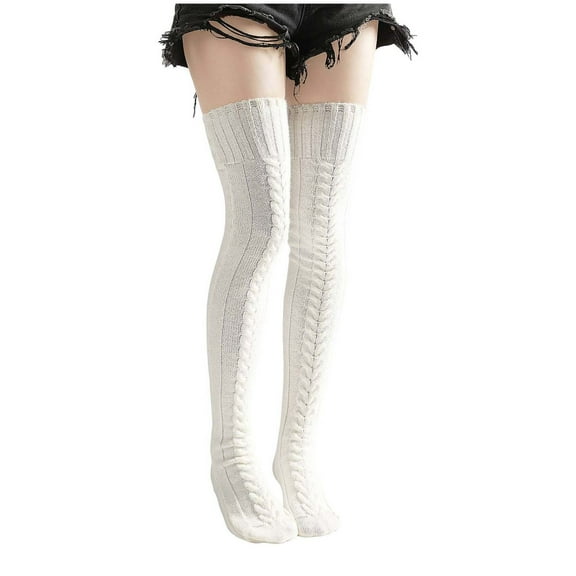 UAMVSH Thigh High Socks for Women over Knee High Socks Cable Knitted Long Stockings Leg Warmers for Winter