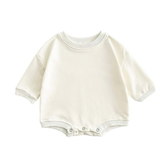 UAMVSH Toddler Baby Boy Girl Sweatshirt Rompers Soft Infant Oversized Long Sleeve Pullover Bodysuit Infant Jumpsuit Clothes(9-12 Months,White)