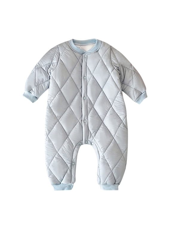 Toddler Baby Snowsuit Newborn Winter Clothes Infant Button Up Long Sleeve Romper Jumpsuits Fleece Lined Warm Jacket for Boys Girls