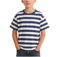 thumbnail image 1 of UAMVSH Toddler Baby T Shirts Casual Round Neck Short Sleeve Tops Unisex Kids Loose Fit Striped Summer Tees 1-14 Years, 1 of 7