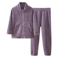 thumbnail image 1 of UAMVSH Toddler Boys Girls 2-Piece Winter Pajama Set Soft Fleece Full-Zip Jacket High Rise Pants Baby Fall Winter Outfits, 1 of 3