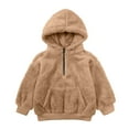 thumbnail image 1 of UAMVSH Toddler Girl's Fuzzy Hoodies Fall Winter Half Zipper Warm Loose Sweatshirt Fleece Lined Pullover with Pockets, 1 of 6