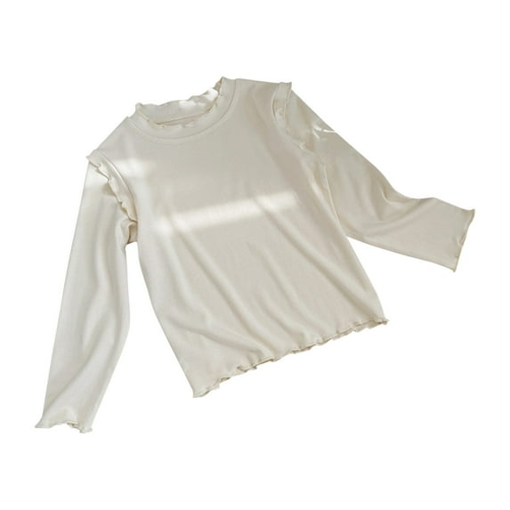 UAMVSH Toddler Girls Long Sleeve T Shirts Fall Tops Crew Neck Basic Baby Tees Solid Children Cotton Pullover