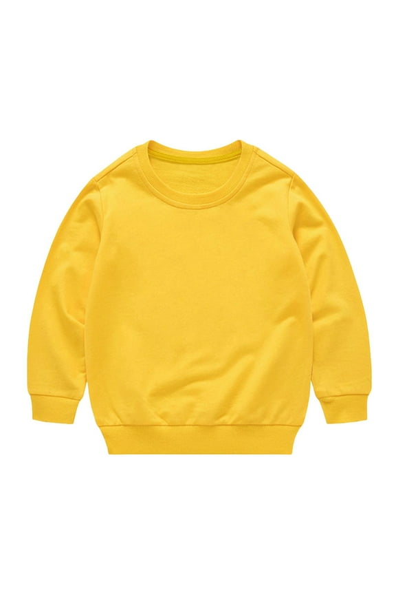 Toddler Kids Boys Girls Oversized Long Sleeve Sweatshirts Casual Plain Shirts Thin Infant Lightweight Crew Neck Tops(1-2 Years,Yellow)