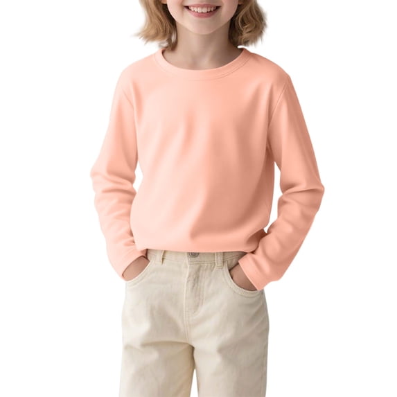 UAMVSH Toddler Kids Sweatshirts Soft Loose Fit Crew Neck Basic Pullover Tops Casual Long Sleeve Layering Shirts Boys Girls(3-4 Years,Pink)
