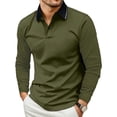 thumbnail image 1 of UAMVSH Tops for Men Classic Long Sleeve Basic Button T-Shirt Casual Lightweight Lapel Neck Shirts Soft Work Business Dressy Clothes(4X-Large,Army Green), 1 of 2