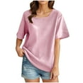 thumbnail image 1 of UAMVSH Tops for Women Casual Spring Summer Tshirts Short Sleeve Square Neck Basic Tee Outfits, 1 of 6