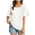 thumbnail image 1 of UAMVSH Tops for Women Casual Spring Summer Tshirts Short Sleeve Square Neck Basic Tee Outfits, 1 of 6