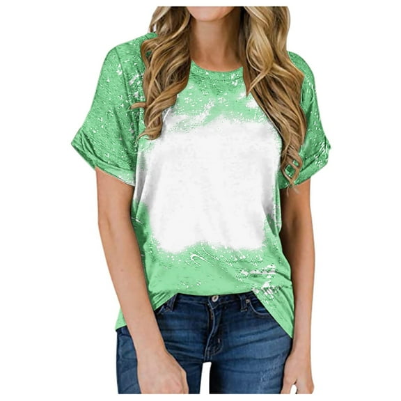 UAMVSH Tops for Women Tie-Dye Blouse Tees Short Sleeve Round Neck Basic Tops Summer Fashion Tshirts