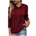 thumbnail image 1 of UAMVSH Tunic Hoodie for Women Casual Knitted Long Sleeve Hooded Sweatshirts Loose Crew Neck Pullover Tops Ladies Fashion(X-Large,Wine), 1 of 7