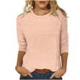 thumbnail image 1 of UAMVSH Tunic Tops for Women Casual Eyelet Crew Neck Flowy Shirts Trendy 3/4 Sleeve Holiday Vacation Dressy Blouses Summer Fall(Medium,Orange), 1 of 5