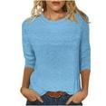 thumbnail image 1 of UAMVSH Tunic Tops for Women Casual Eyelet Crew Neck Flowy Shirts Trendy 3/4 Sleeve Holiday Vacation Dressy Blouses Summer Fall(Small,Sky Blue), 1 of 5