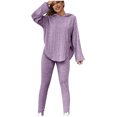 thumbnail image 1 of UAMVSH Two Piece Loungewear Outfits for Women Soft Ribbed Knitted Long Sleeve Hoodie Tops with Leggings Fall Winter Hooded Sets(X-LargePurple), 1 of 7