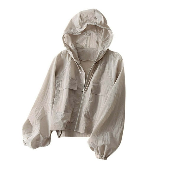 UAMVSH UPF 50+ Sun Protection Hoodie for Women Zip up Jackets with Pockets Lightweight Breathable Running Workout Hooded Sweatshirts(Large,Gray)