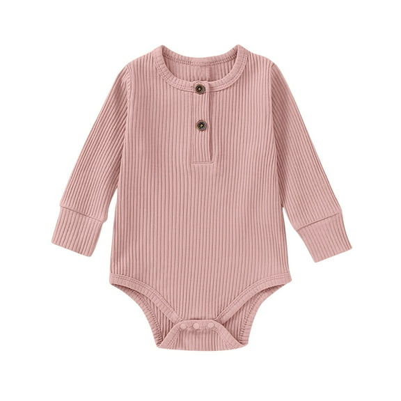 UAMVSH Unisex Baby Bodysuit Fall Clothes Infant Soft Cotton Long Sleeve Jumpsuit Button Crewneck Romper One Piece Outfit 0-24Months