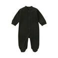 thumbnail image 1 of UAMVSH Unisex Baby Footed Button down Rompers Comfy Long Sleeve Boys Girls Clothes Newborn Infant Cotton Bodysuit Jumpsuits(3-6 Months,Black), 1 of 7