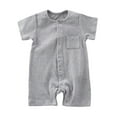 thumbnail image 1 of UAMVSH Unisex Baby Romper Cotton Short Sleeve Jumpsuit Button Up Crewneck Newborn Onesies with Pocket Summer Clothes 0-12Months, 1 of 2
