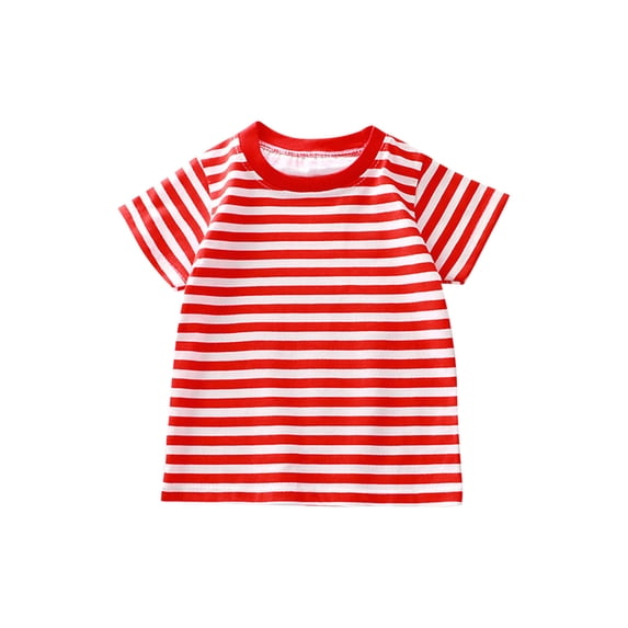 UAMVSH Unisex Baby Short Sleeve T-Shirts Toddler Clothes Comfy Striped Crewneck Basic Tees Summer Tops for Boys and Girls