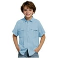 thumbnail image 1 of UAMVSH Unisex Children Linen Shirts Button Down Short Sleeve Tops Kids Casual Collared Beach Summer T-Shirt with Pockets, 1 of 7