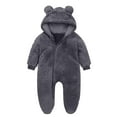 thumbnail image 1 of UAMVSH Unisex Newborn Jumpsuit Baby Winter Clothes Cute Long Sleeve Romper Fleece Warm Footed Zipper Onesies Loungwear for 0-12Months, 1 of 4