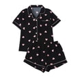 thumbnail image 1 of UAMVSH Valentine Day Pajama Sets for Women 2 Piece Heart Print Button Down T-Shirts with Shorts Loungewear Set Casual Cute Graphic Pj Set, 1 of 7