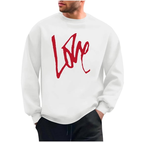 UAMVSH Valentine Day Sweatshirt for Men Casual Soft Crewneck Pullover Tops Printed Long Sleeve Graphic Loose Fit Tops Festival Outfits