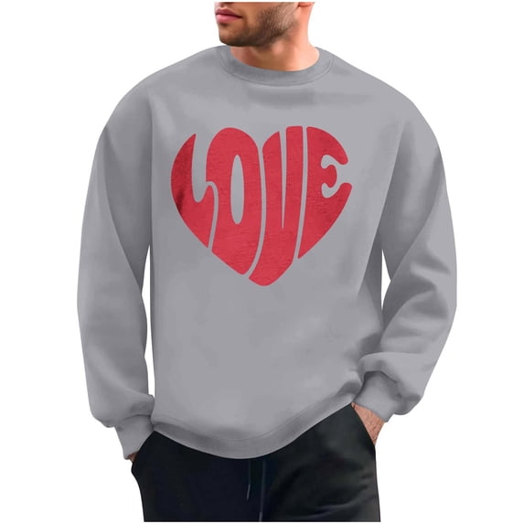 UAMVSH Valentine Day Sweatshirt for Men Casual Soft Crewneck Pullover Tops Printed Long Sleeve Graphic Loose Fit Tops Festival Outfits