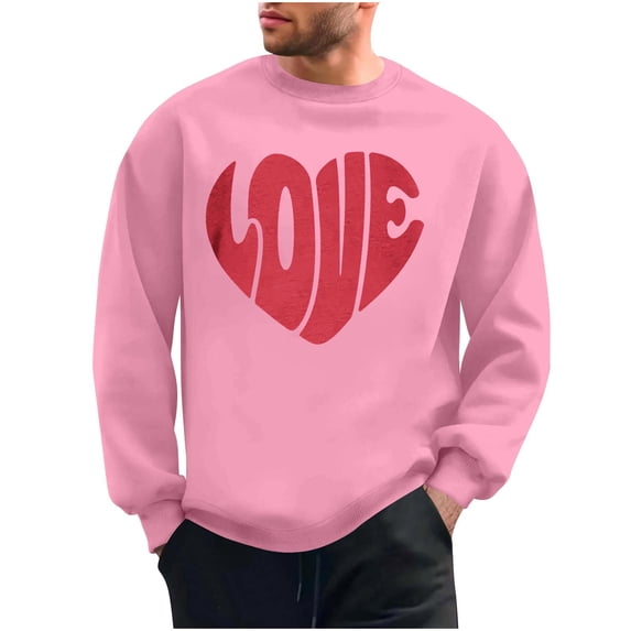 UAMVSH Valentine Day Sweatshirt for Men Casual Soft Crewneck Pullover Tops Printed Long Sleeve Graphic Loose Fit Tops Festival Outfits