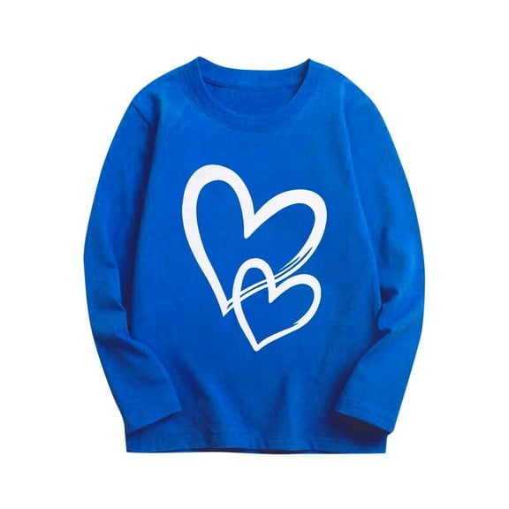 UAMVSH Valentine's Day Sweatshirts for Kids Cute Heart Graphic Long Sleeve Classic Pullover Tops Oversized Crew Neck Shirts
