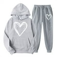thumbnail image 1 of UAMVSH Valentine's Sweatsuits Women 2 Piece Outfit Heart Print Pullover Hoodies and Pants Tracksuit Fall Winter Lounge Set with Pockets, 1 of 2