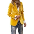 thumbnail image 1 of UAMVSH Velvet Blazer Women Soft Long Sleeve Notch Lapel Suit Jacket Fall Vintage Casual Button V Neck Elegant Coat for Work Business, 1 of 7