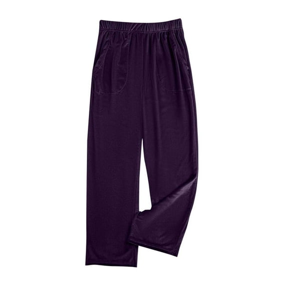 UAMVSH Velvet Pants for Women Elastic Waist Casual Wide Leg Pants Comfy Soft Lounge Pants with Pockets Fashion Clothing