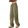 thumbnail image 1 of UAMVSH Wide Leg Cargo Pants for Women Ruched Outdoor Drawstring Elastic Waist Long Pants with Pockets Casual Hiking Athletic Drawstring Pants(X-Large,Army Green), 1 of 6