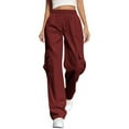 thumbnail image 1 of UAMVSH Wide Leg Cargo Pants for Women Lightweight Fall Outdoor Athletic Pants with Pockets High Waist Hiking Workout Pants(X-Large,Wine 1), 1 of 7