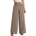 thumbnail image 1 of UAMVSH Wide Leg Chino Pants for Women Baggy Palazzo Smocked Waist Lounge Pants Lightweight Vacation Work Dressy Trousers with Pockets(Medium,Khaki), 1 of 5