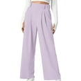 thumbnail image 1 of UAMVSH Wide Leg Dress Pants for Women High Waisted Pleated Work Pants Business Casual Knit Slacks Palazzo Trousers with Pockets, 1 of 7